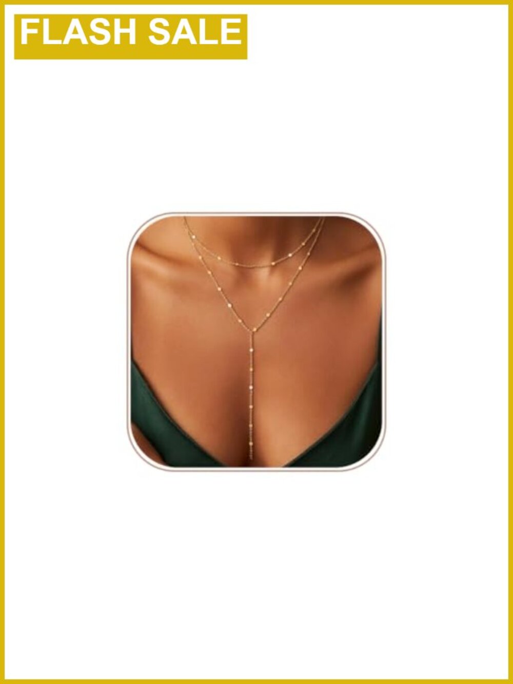 14K Gold Plated Layered Lariat Y Necklace